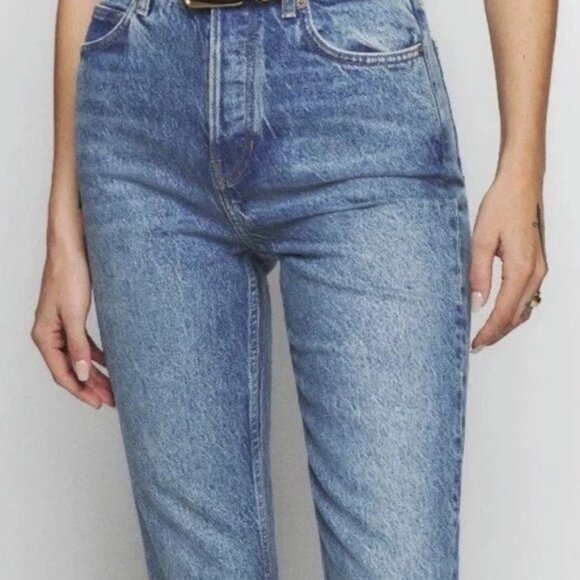 REFORMATION High Rise Button Fly Straight Jeans in Maya Wash Size 25 - Picture 3 of 6